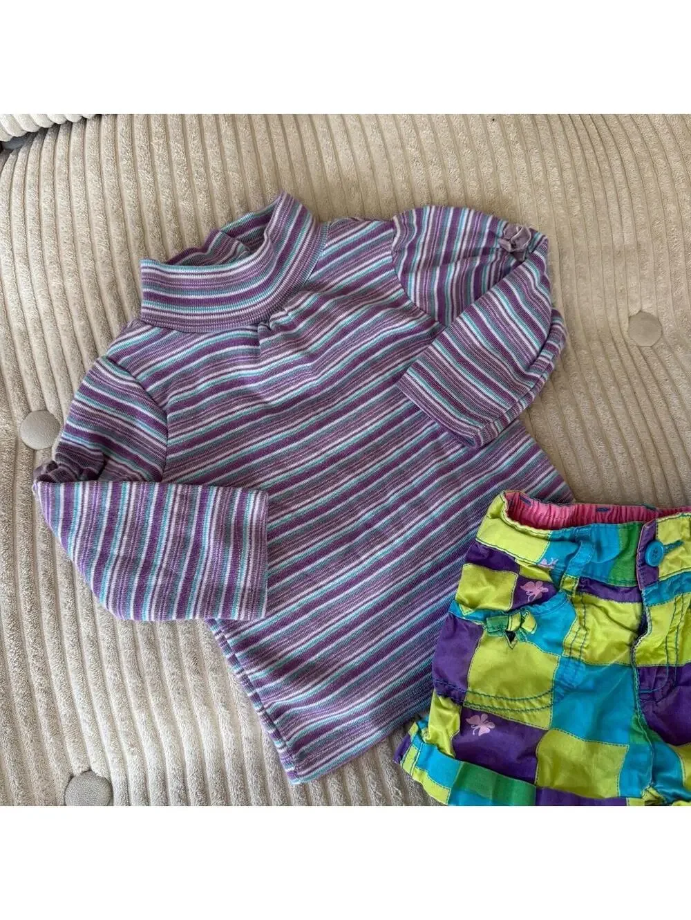 Vintage Y2K baby toddler girls colorful summer color pop 2pc outfit 12-18mo